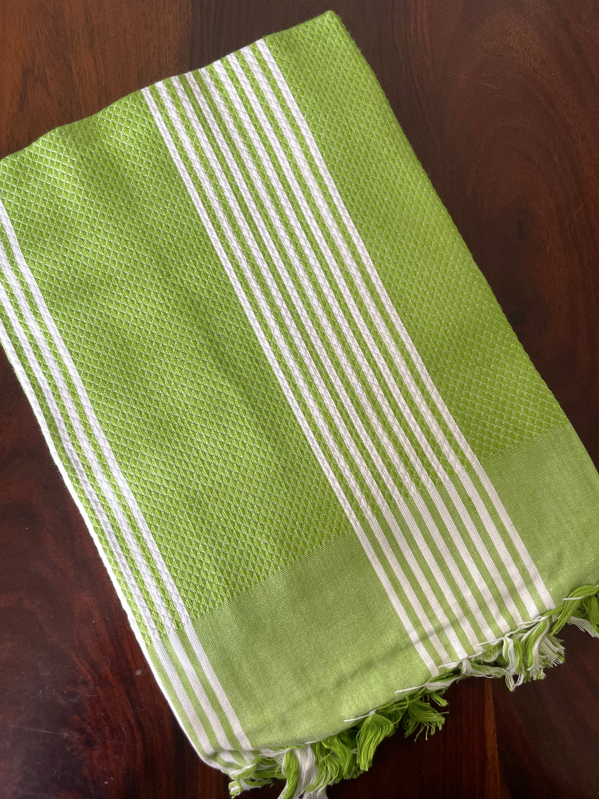 Green Stripes Extra Long Cotton Bath Towel