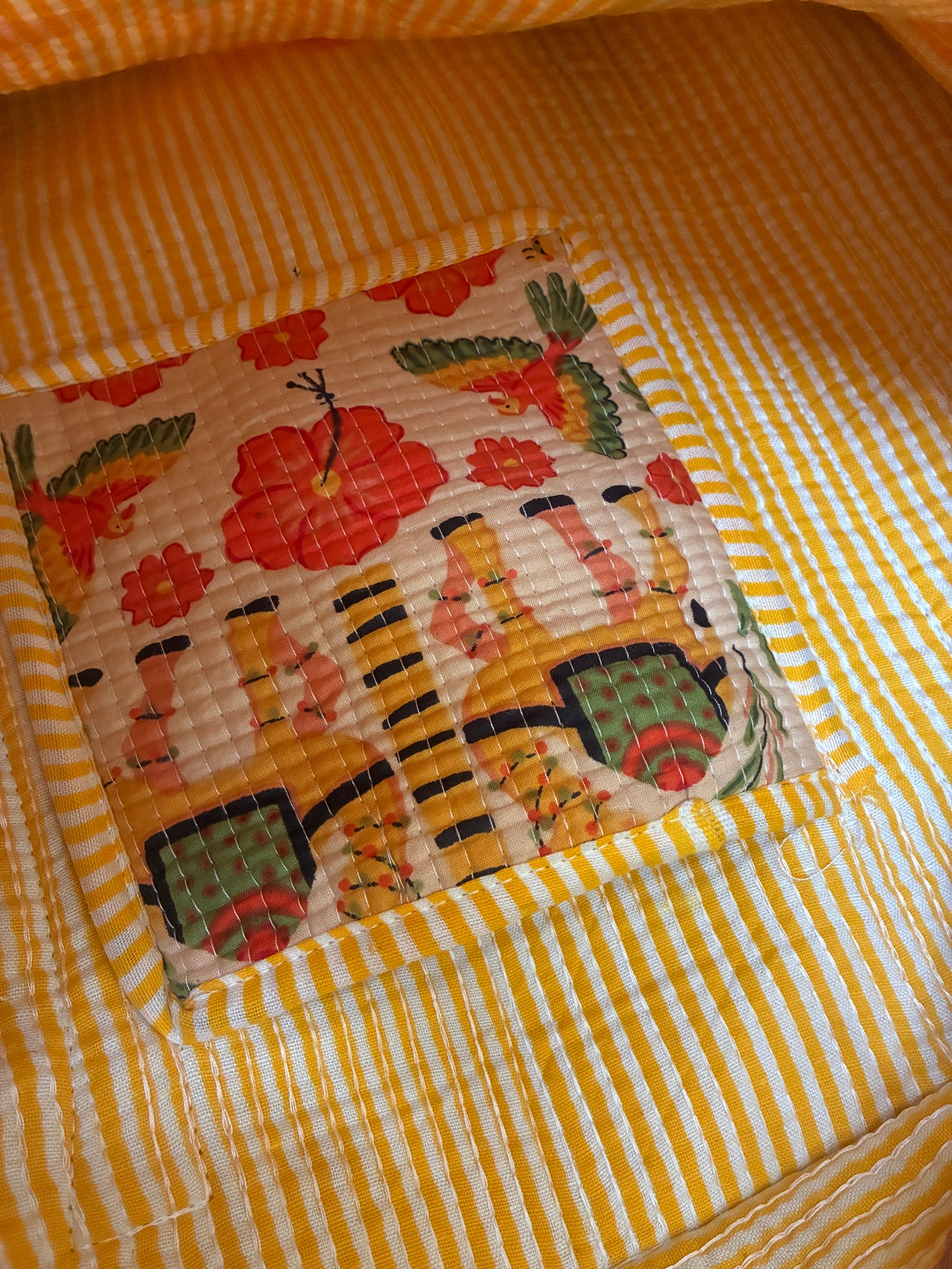 Large Quilted Tote Bag with Zip Closure