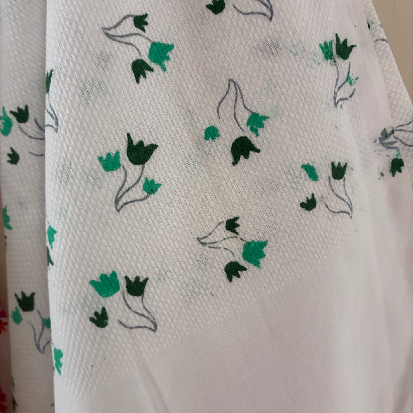 White Floral Cotton Bath Towel (Price for 1 Piece)