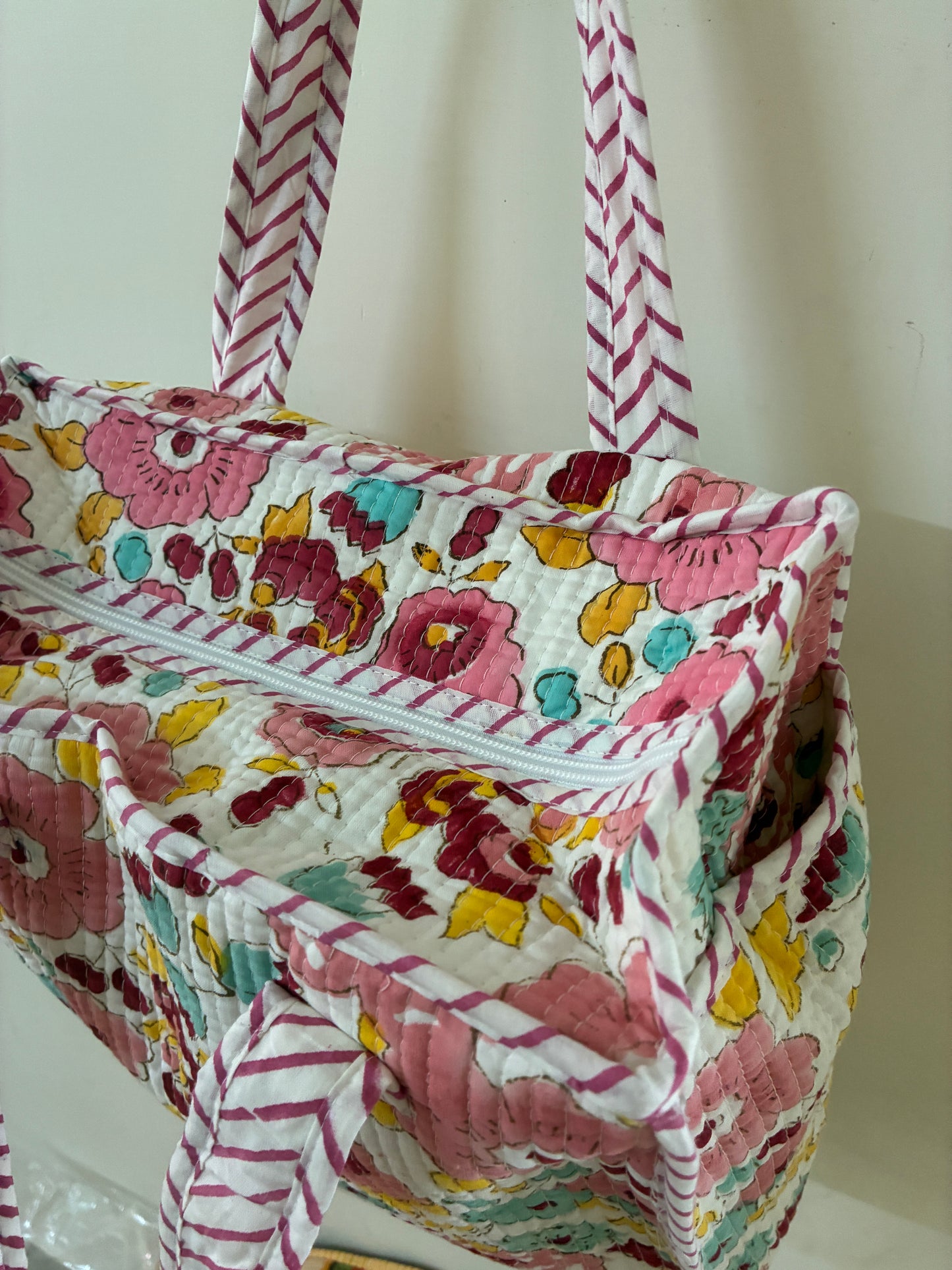 Quilted Waterproof Mini Tote / Lunch Bag with Zip Closure