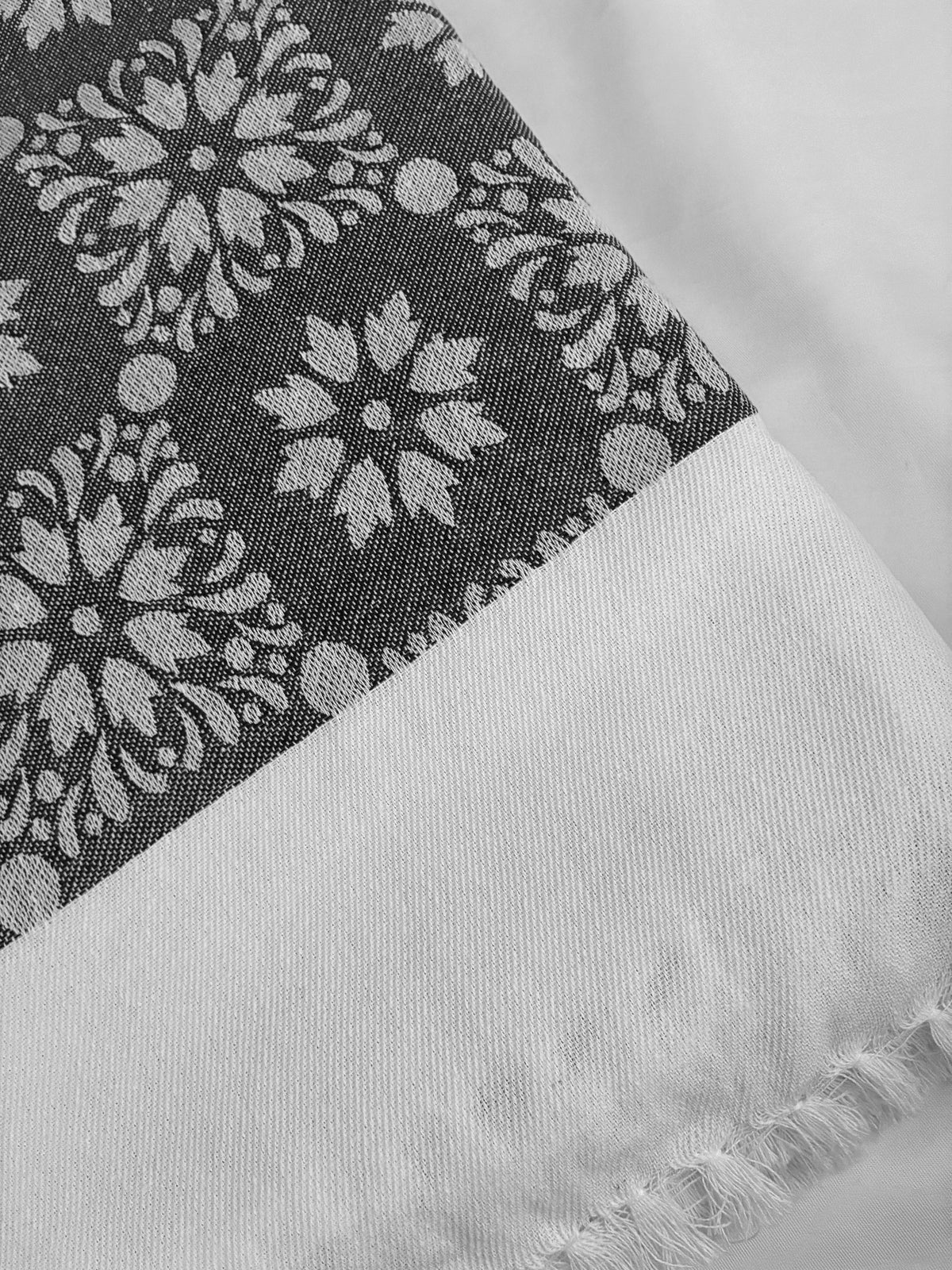 Charcoal Floral Double Size Cotton Blanket