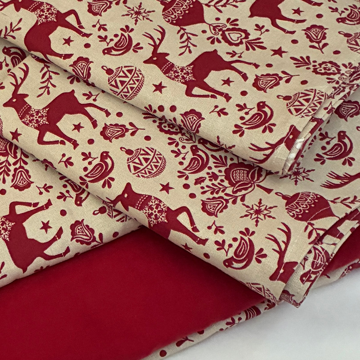 Reindeer Print King Size Cotton Bedspread 100x110 in