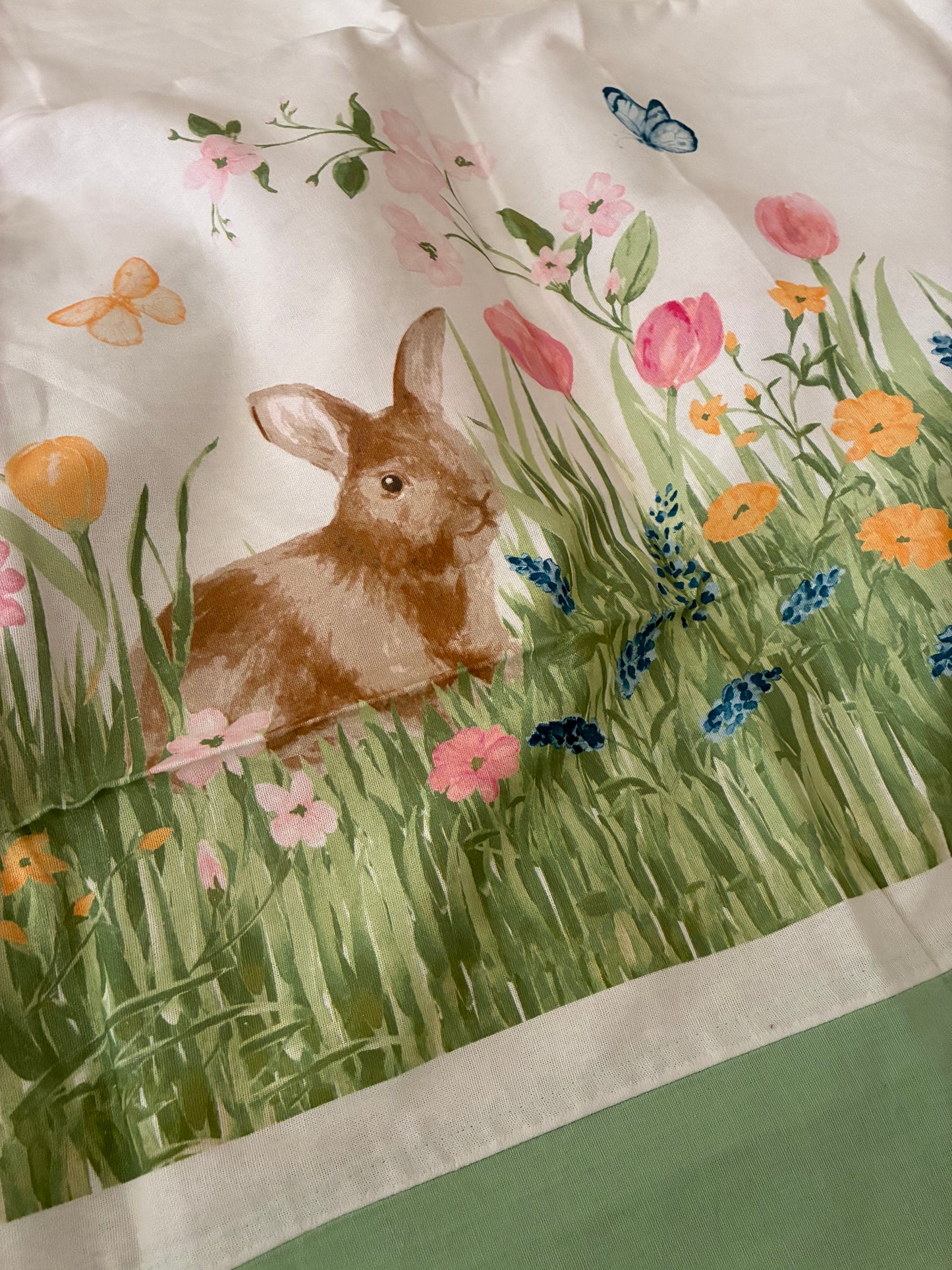 Rabbit & Butterflies King Size Cotton Bedspread 100x110 in