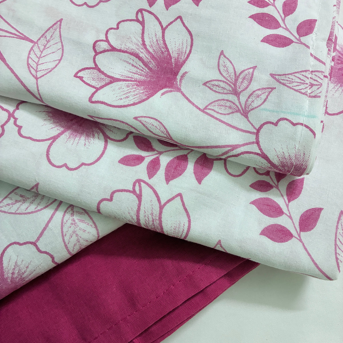 Pink Floral King Size Cotton Bedspread 100x110 inches