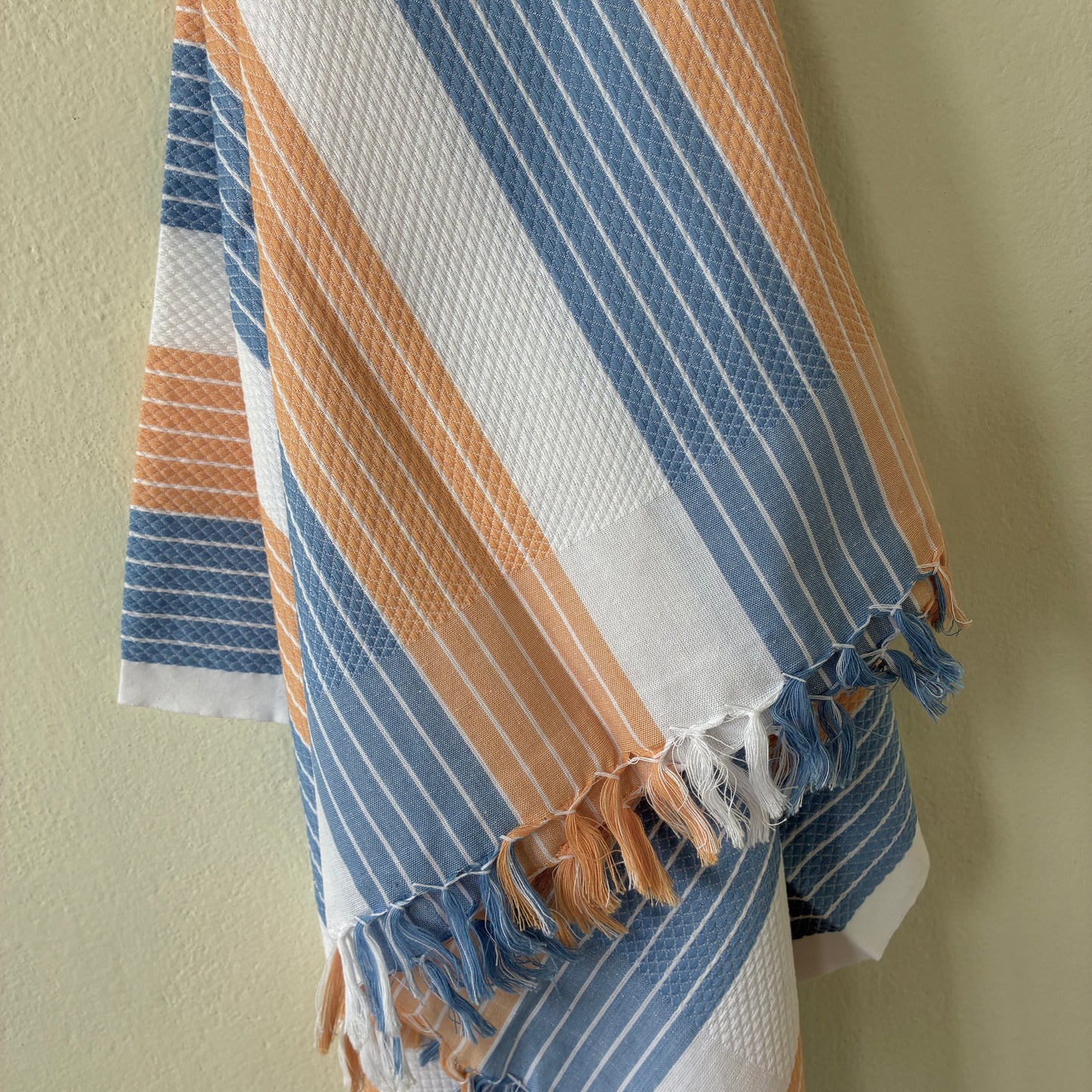 Blue and Brown Stripes Cotton Bath Towels
