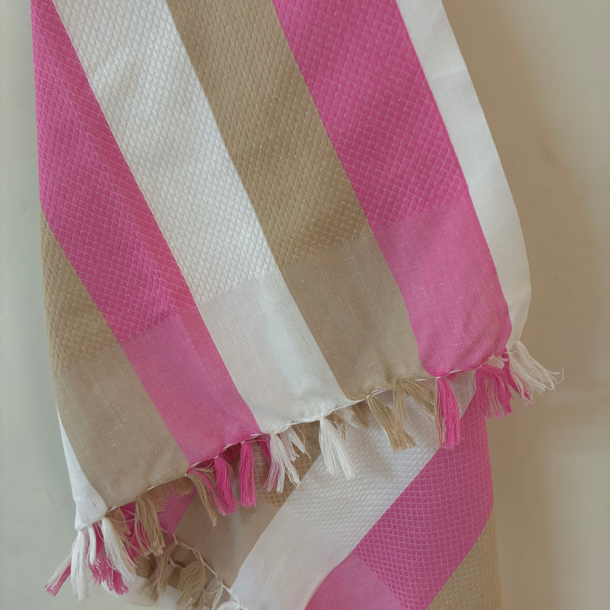 Pink with Brown Cotton Bath Towels