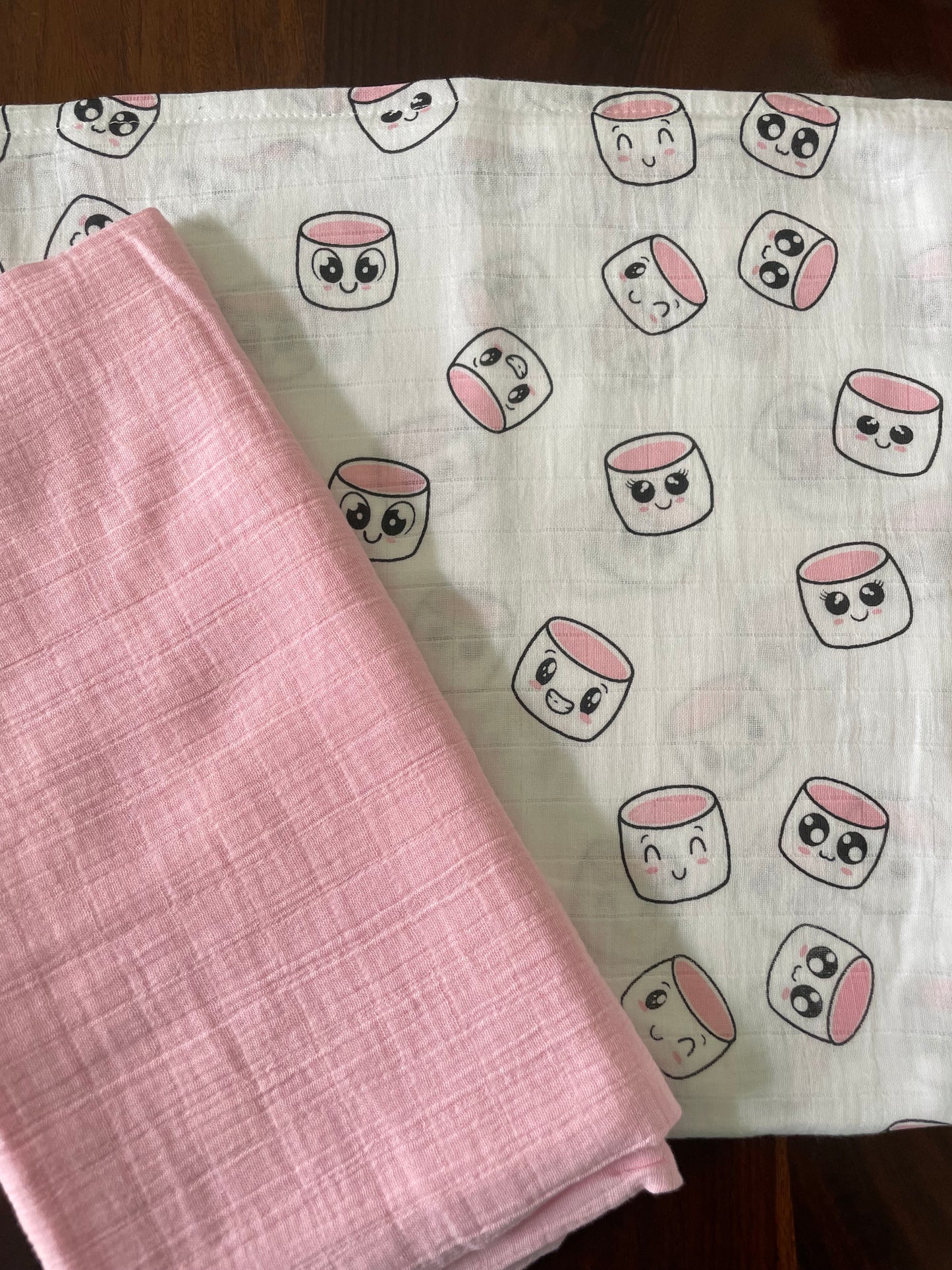 Marshmallows & Pink Muslin Bath Towel ( SET OF 2 )