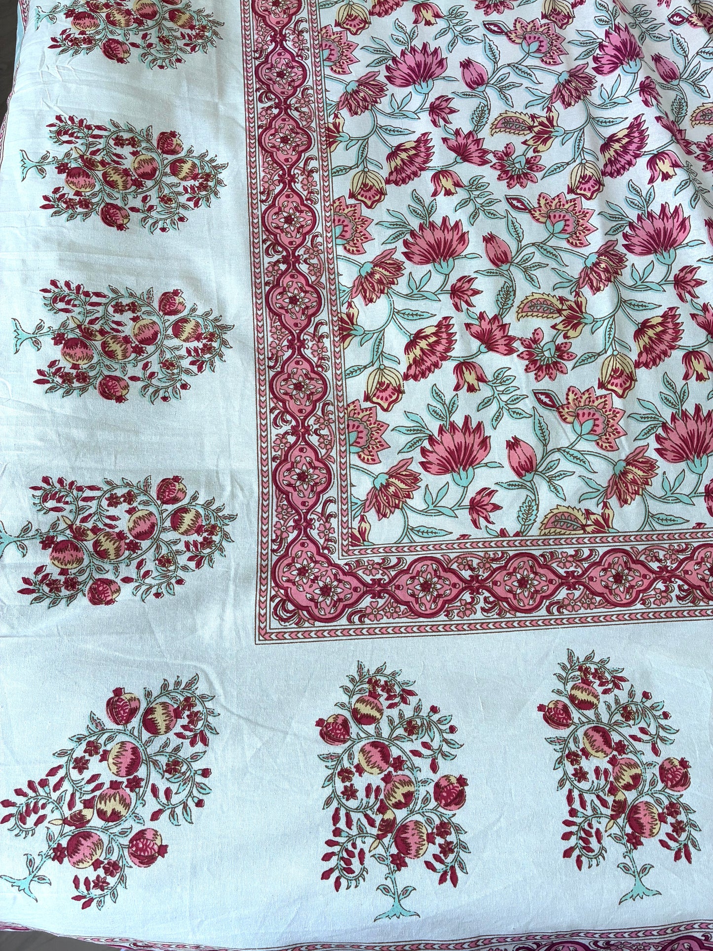 Premium Floral Print King Size Cotton Bedspread 108 x 108 in