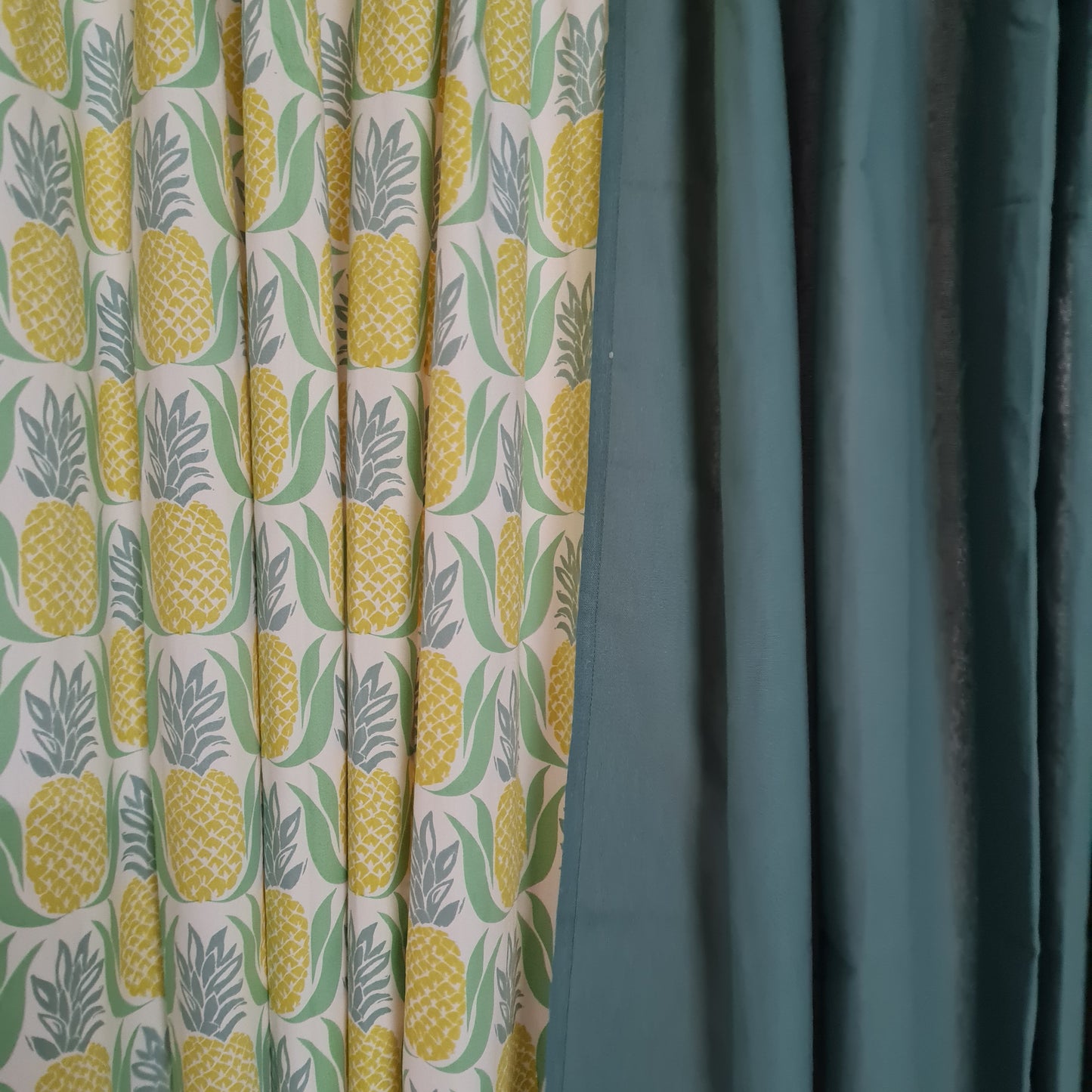 Yellow pineapple Cotton Curtains 7ft pair