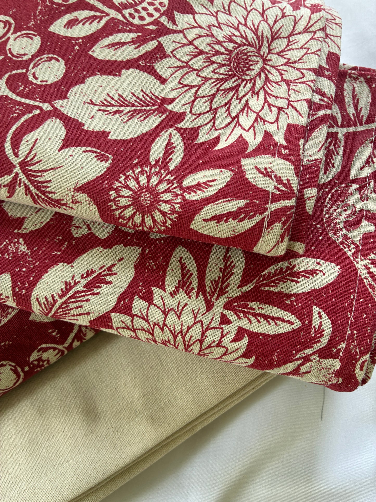 Red Floral King Size Cotton Bedspread 100x110 in
