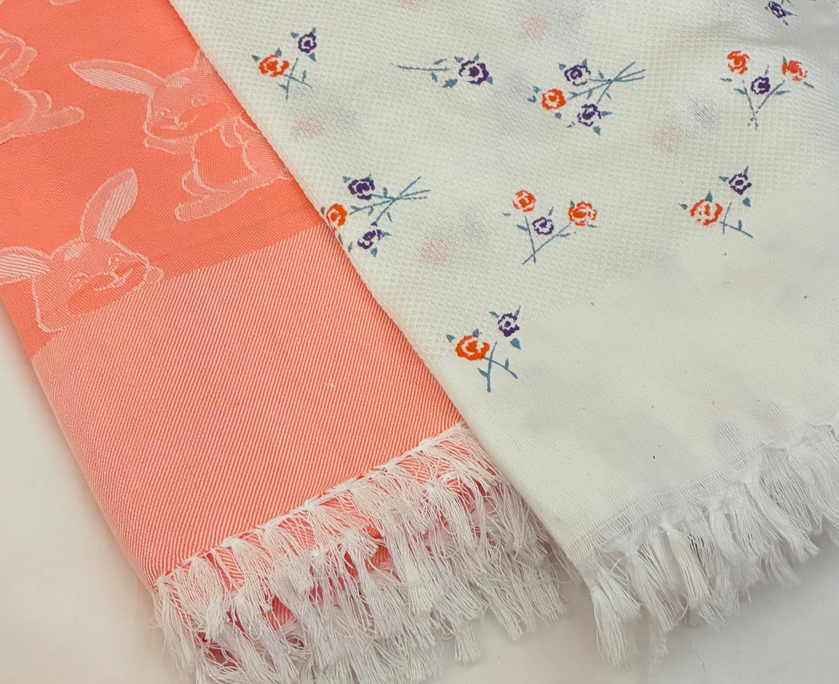 Orange Rabbit Cotton Single Blanket with Free Towel