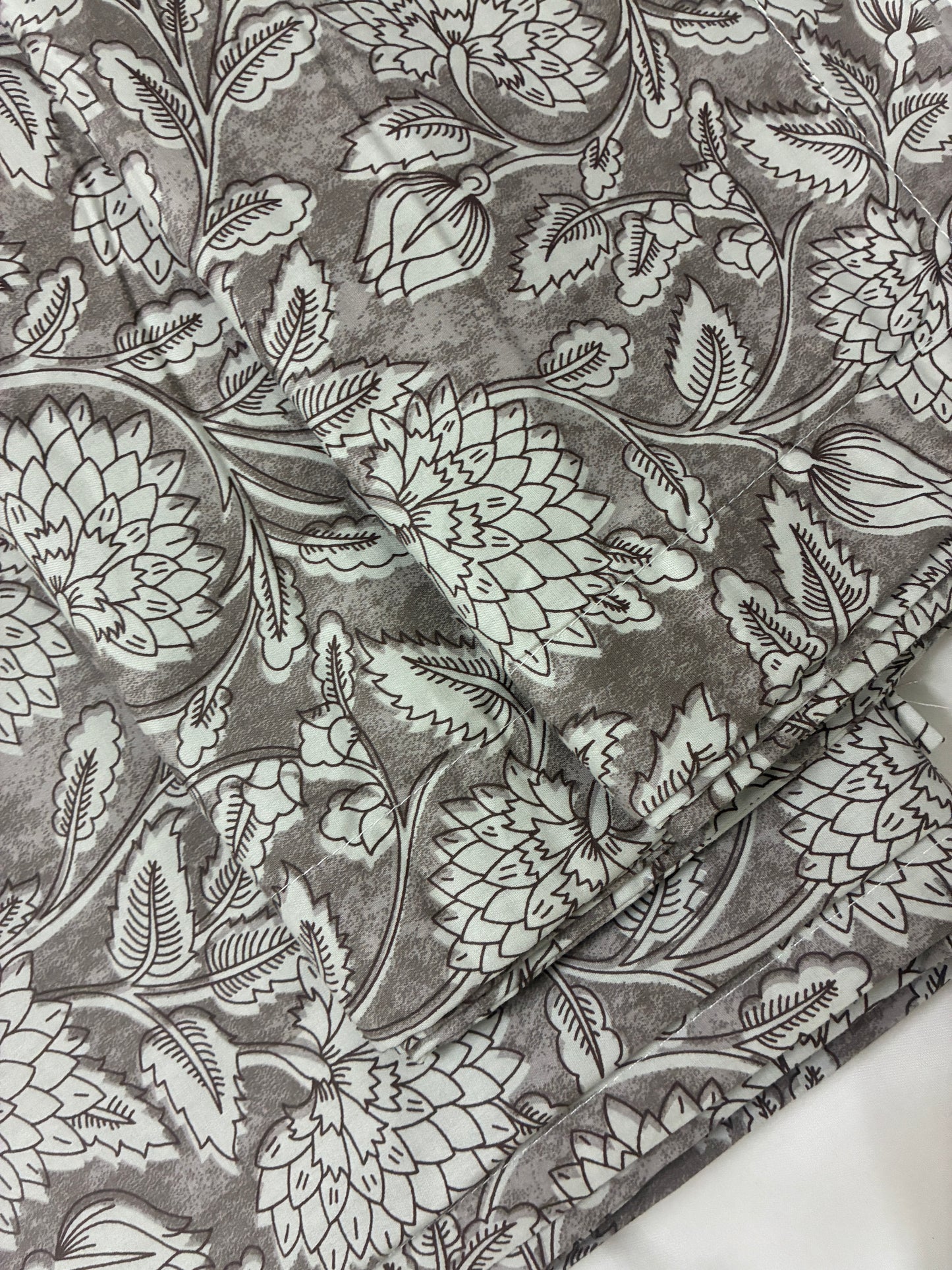 Grey Floral Super King Size Bedspread 120x 120 inches