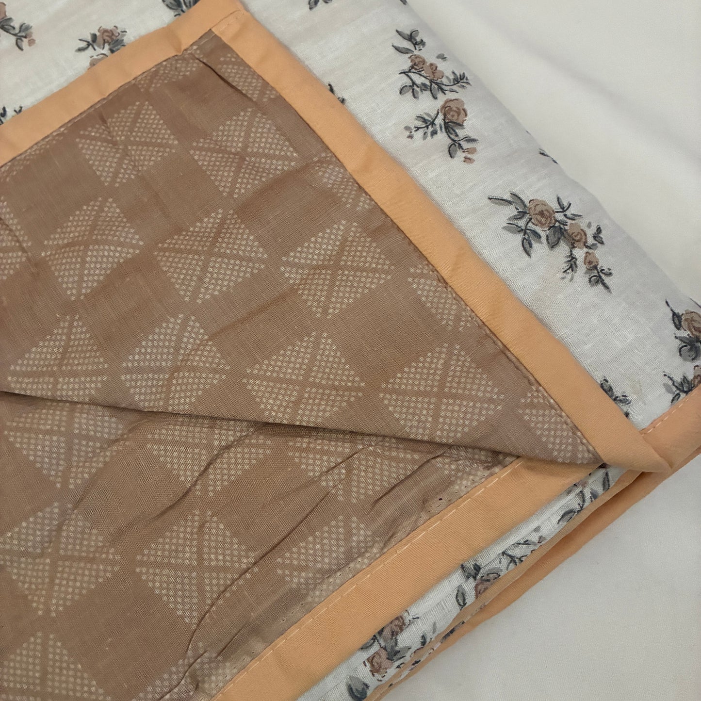 Cream Floral Single Size Cotton Dohar