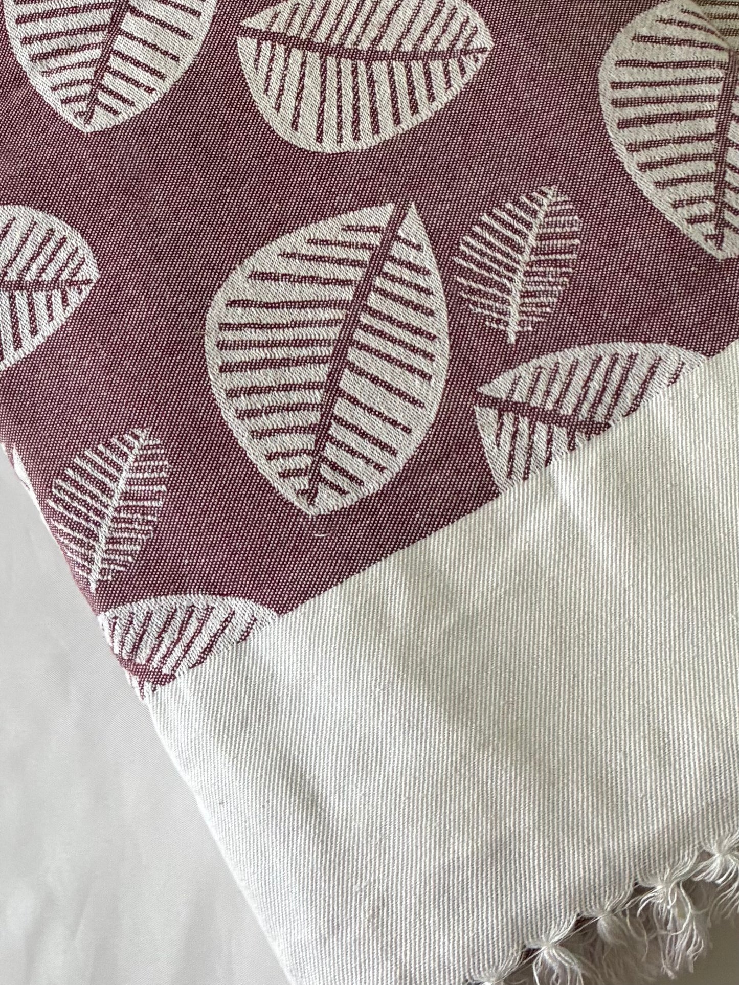 Purple Leaf Double Size Cotton Blanket