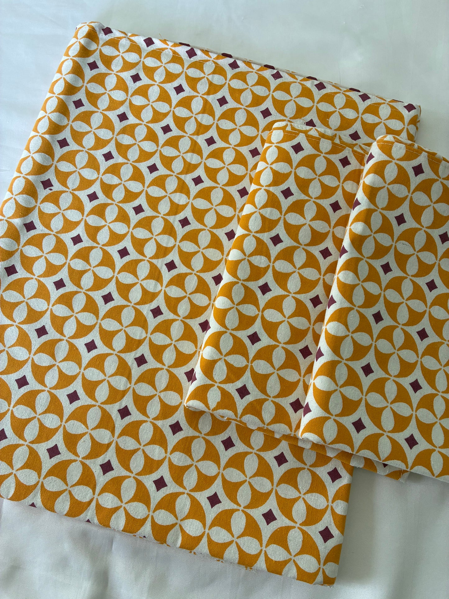 Mustard Abstract Single Size Cotton Bedspread with 2 Pillow Covers 60 x 90 in