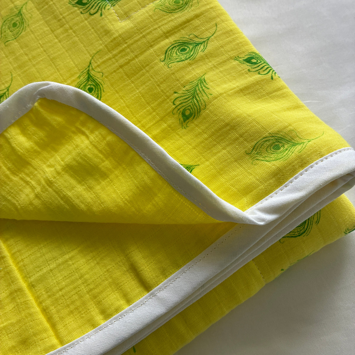 Yellow Feather Muslin Blanket/ Dohar