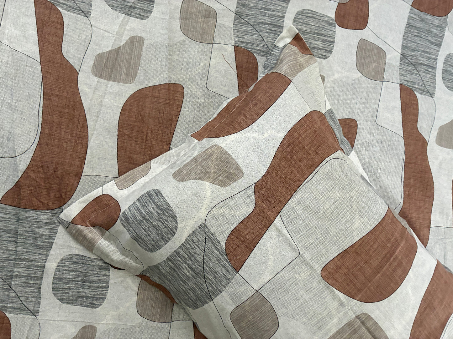 Brown Abstract Fitted King Size Bedspreads 75x75x10 inches