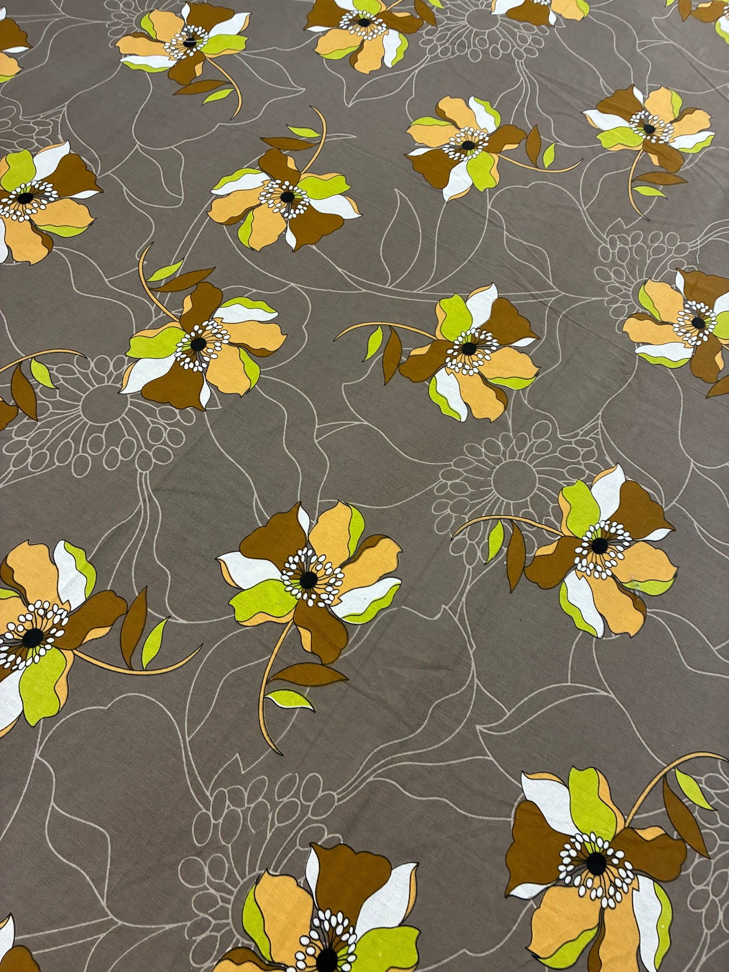Grey Floral Fitted Cotton Bedspread (2 pillow covers)