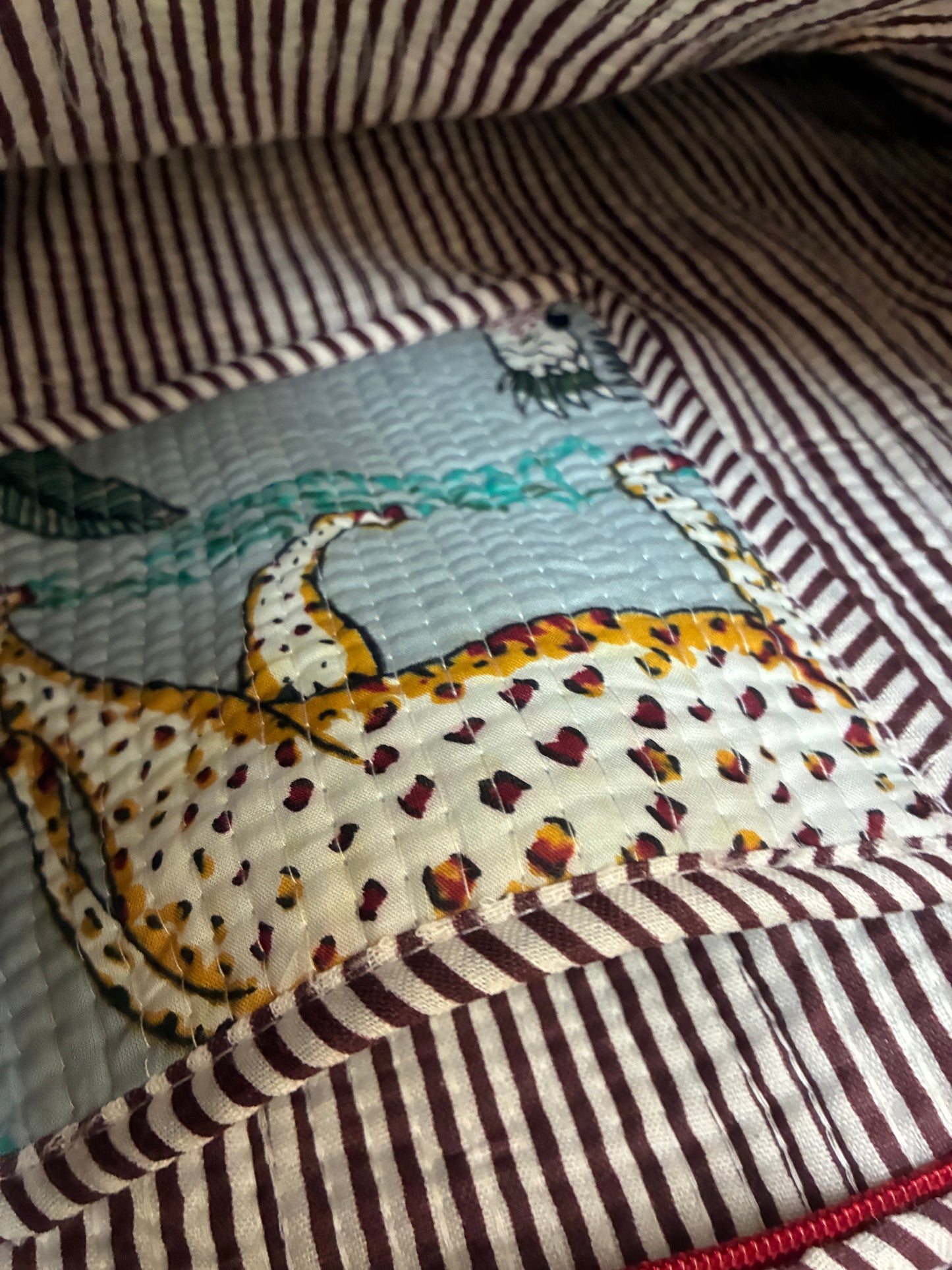 Large Quilted Tote Bag with Zip Closure