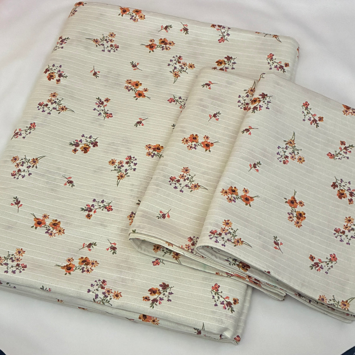 Cute Floral Single Size Cotton Bedspread with 2 Pillow Covers 60 x 90 in