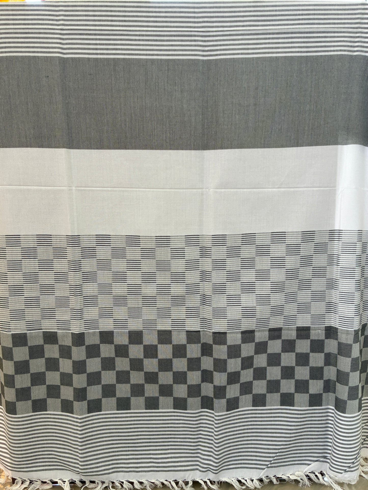 Dark Grey Checks Bamboo Bath Towels
