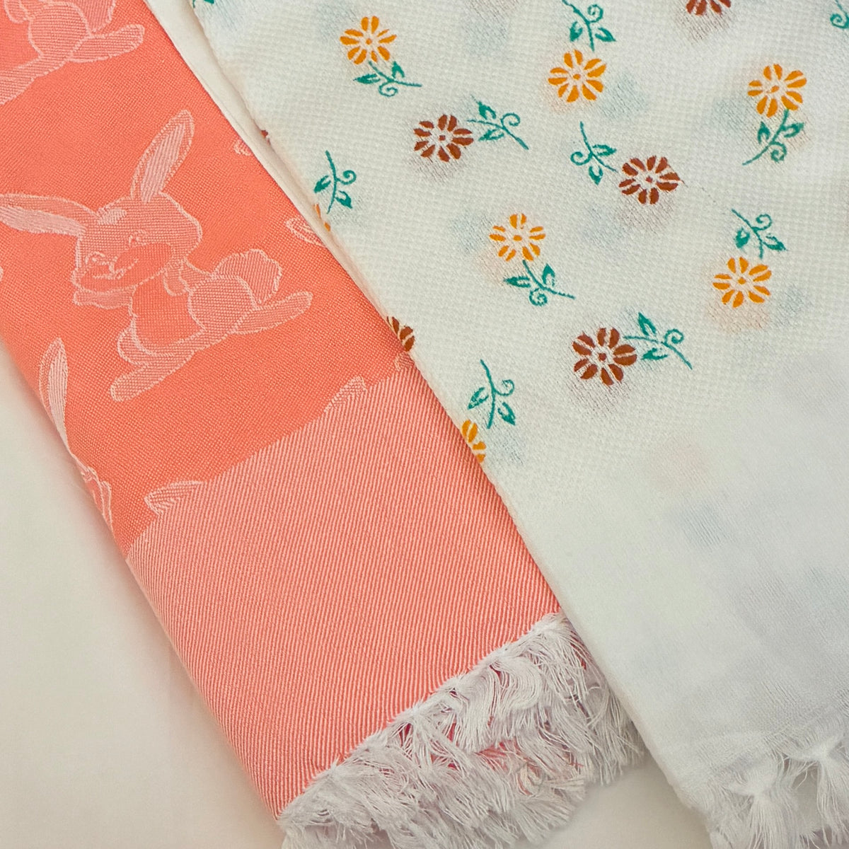 Orange Rabbit Cotton Single Blanket with Free Towel