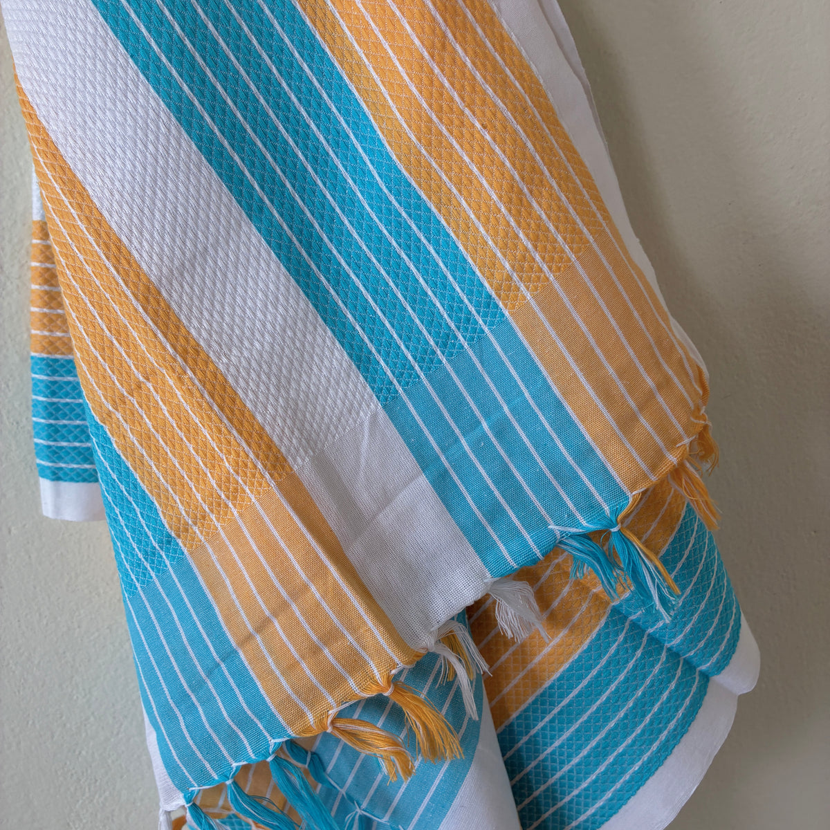 Blue & Yellow Stripes Cotton Bath Towels