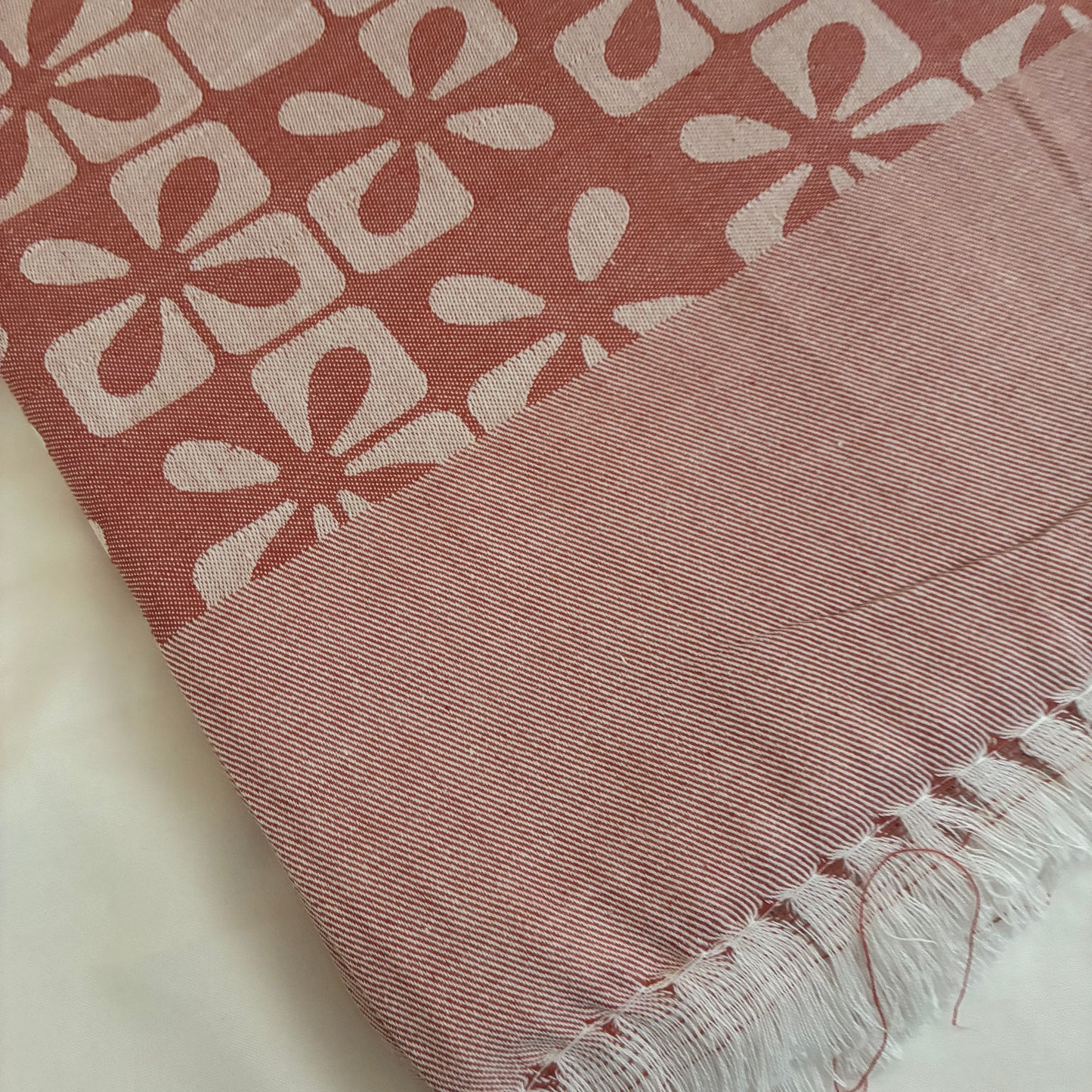 White with Red Single Size Blanket / Throw