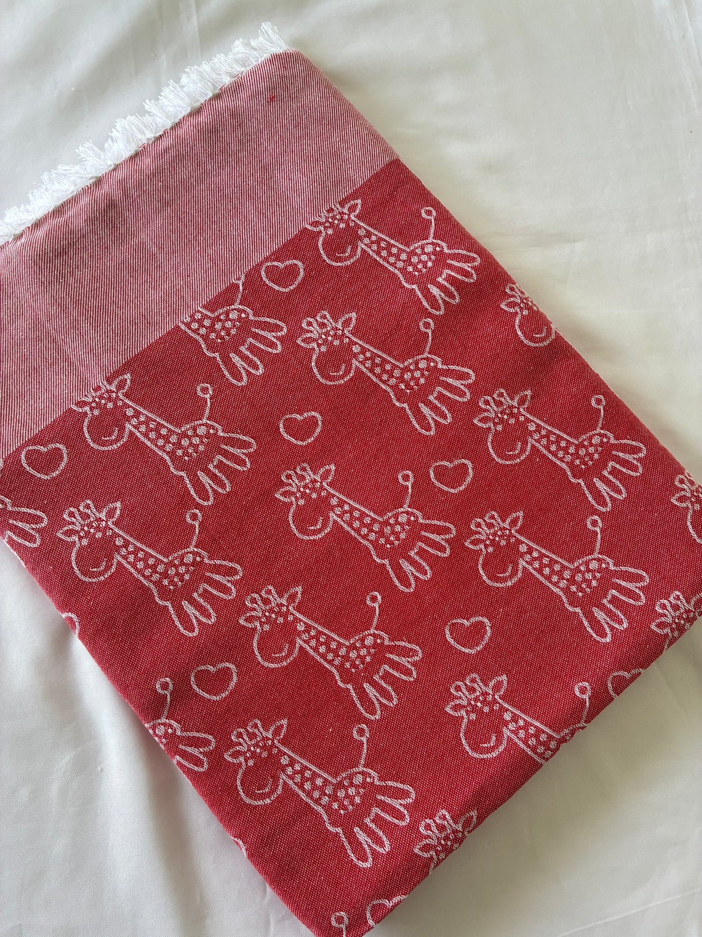 Red Giraffe Blanket/ Throw