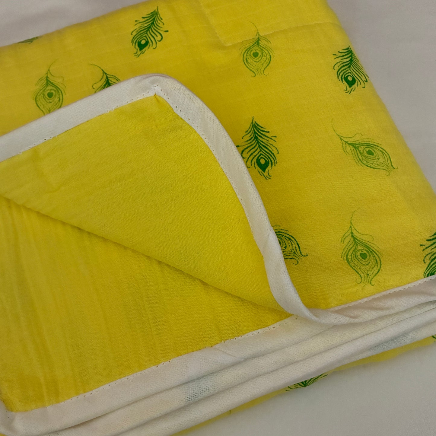 Yellow Feather Muslin Blanket/ Dohar