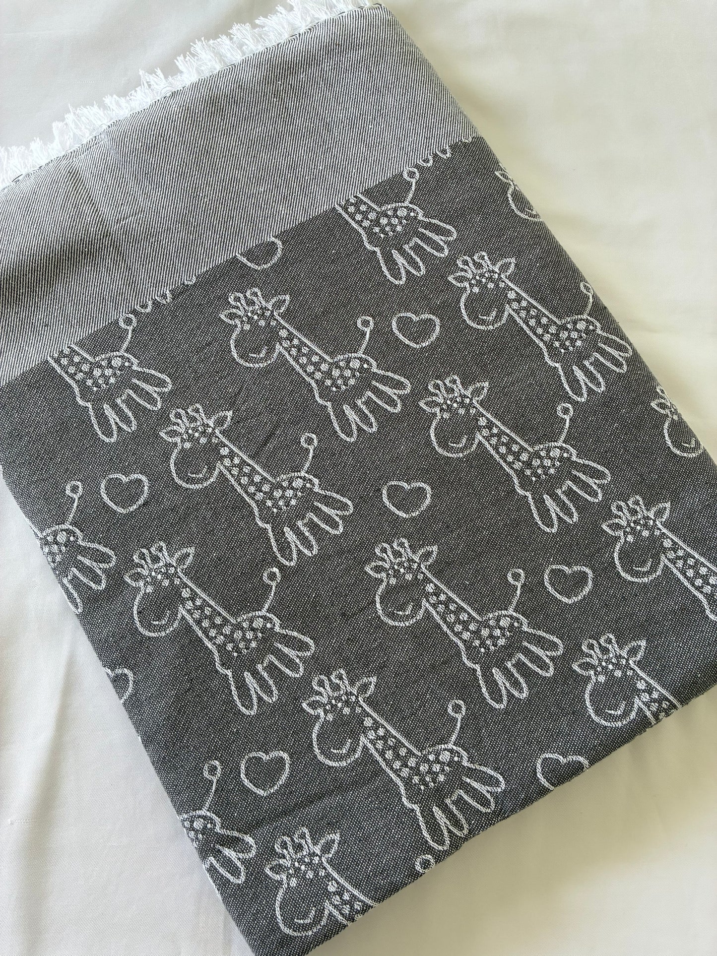 Grey Giraffe Blanket/ Throw