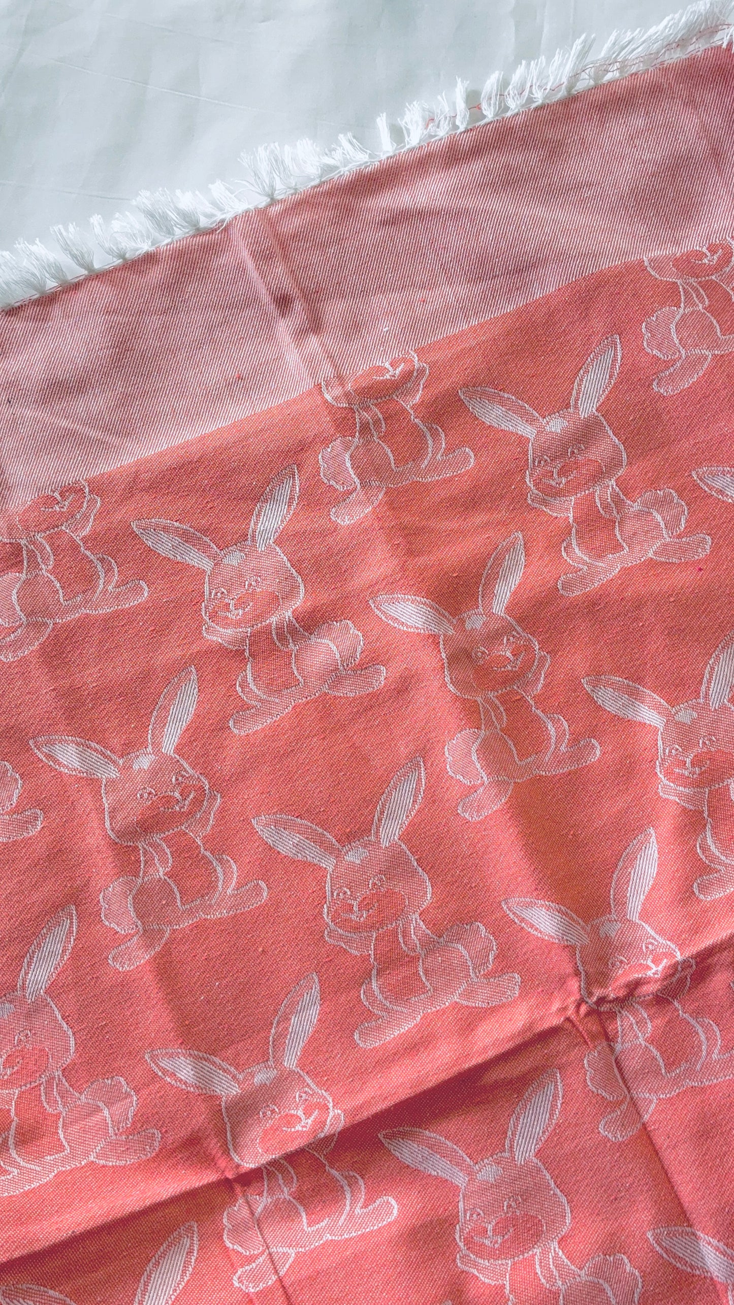 Peach Rabbit Blanket/ Throw