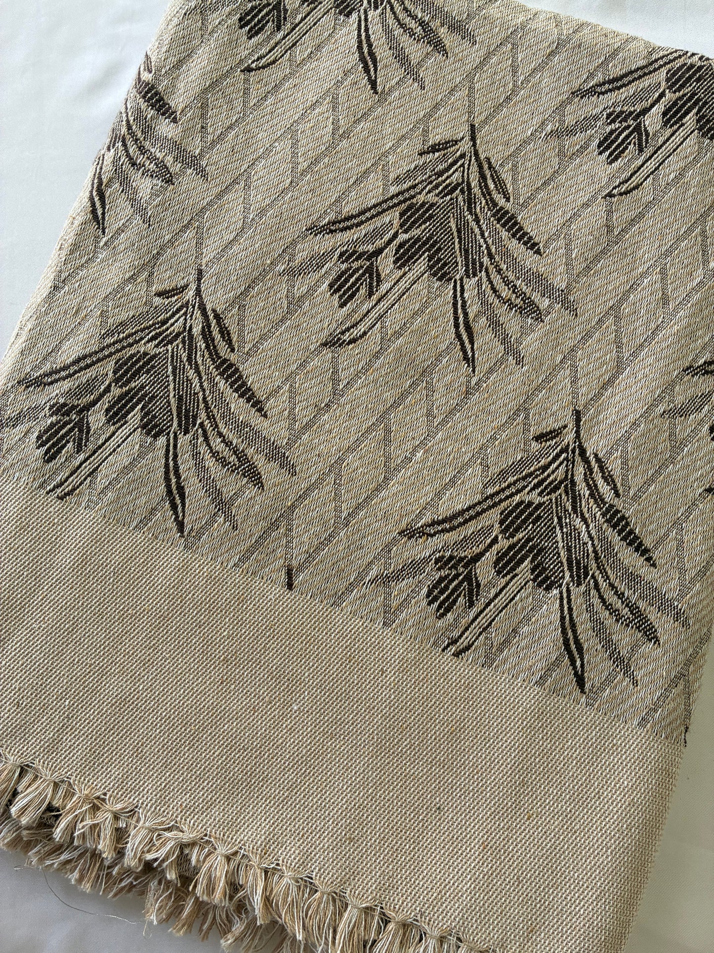 Thick Grey Floral Blanket / Throw