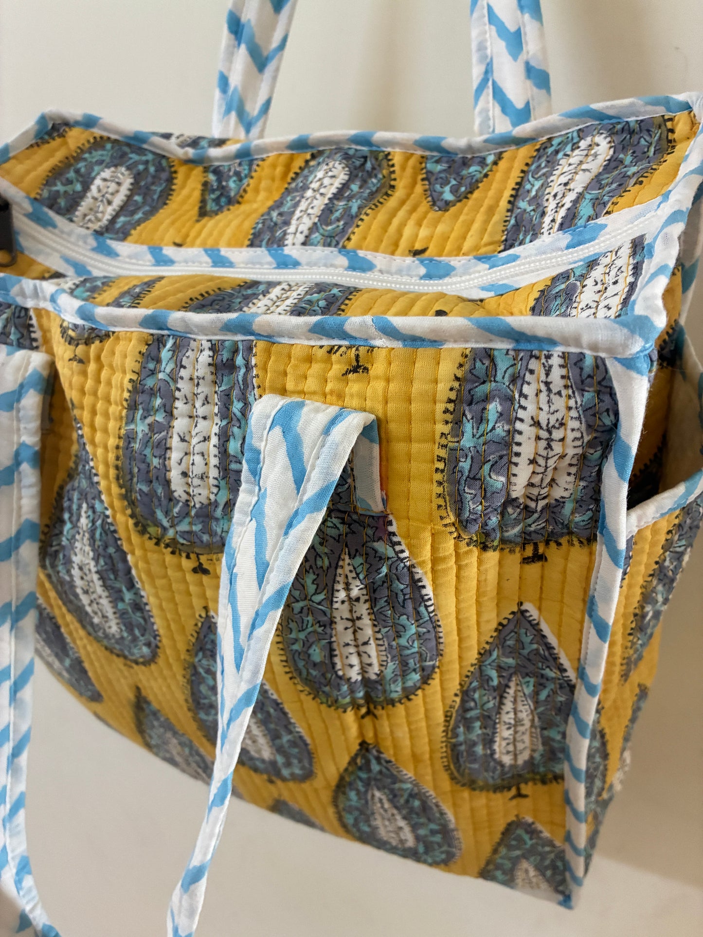 Quilted Waterproof Mini Tote / Lunch Bag with Zip Closure