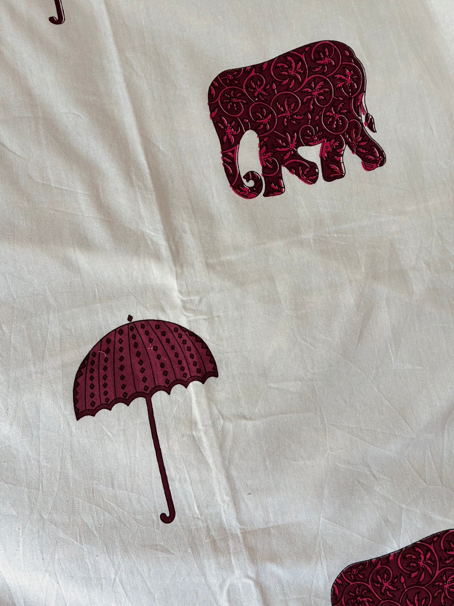 Premium Red Elephant Print King Size Cotton Bedspread 108 x 108 in