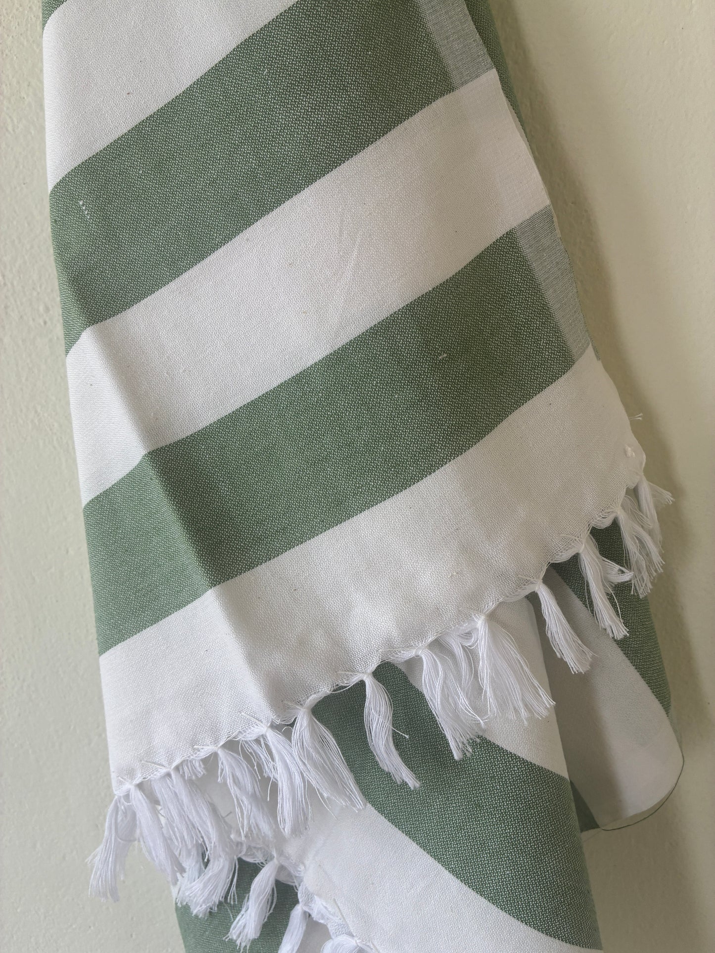 Sage Green Stripes Cotton Bath Towels