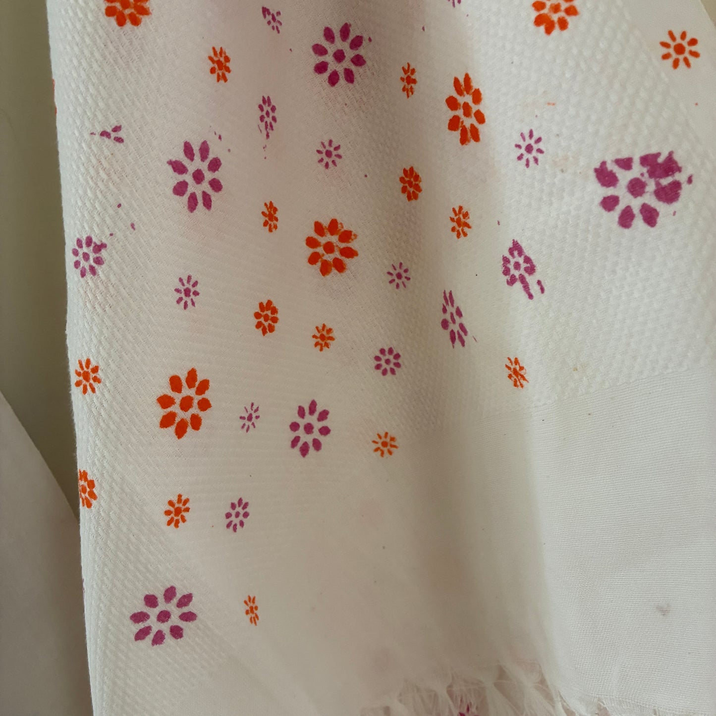 White Floral Cotton Bath Towel (Price for 1 Piece)