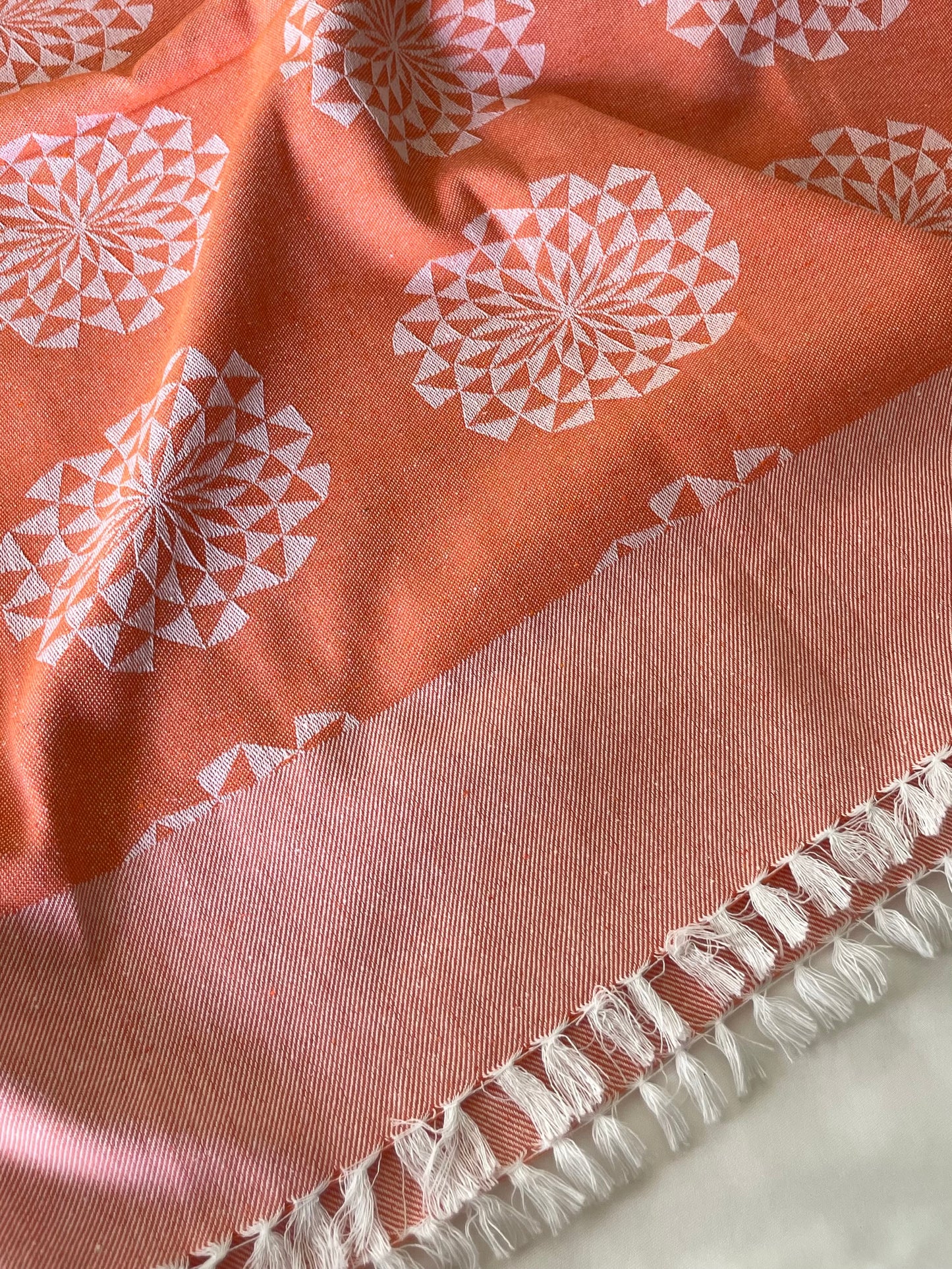 Orange Floral Blanket / Throw