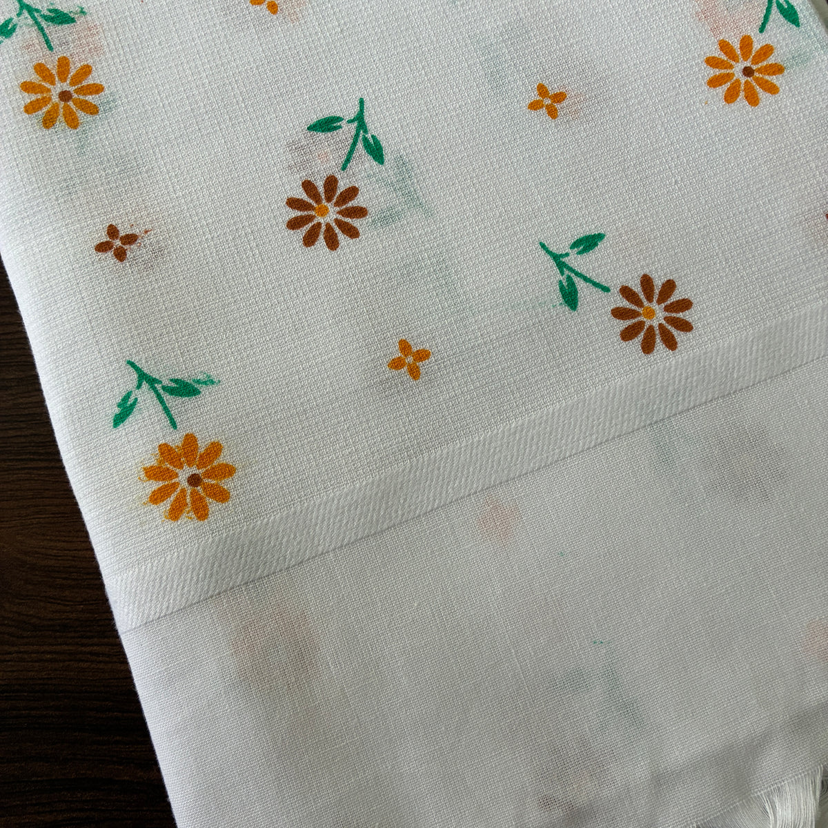 White floral Cotton Bath Towels