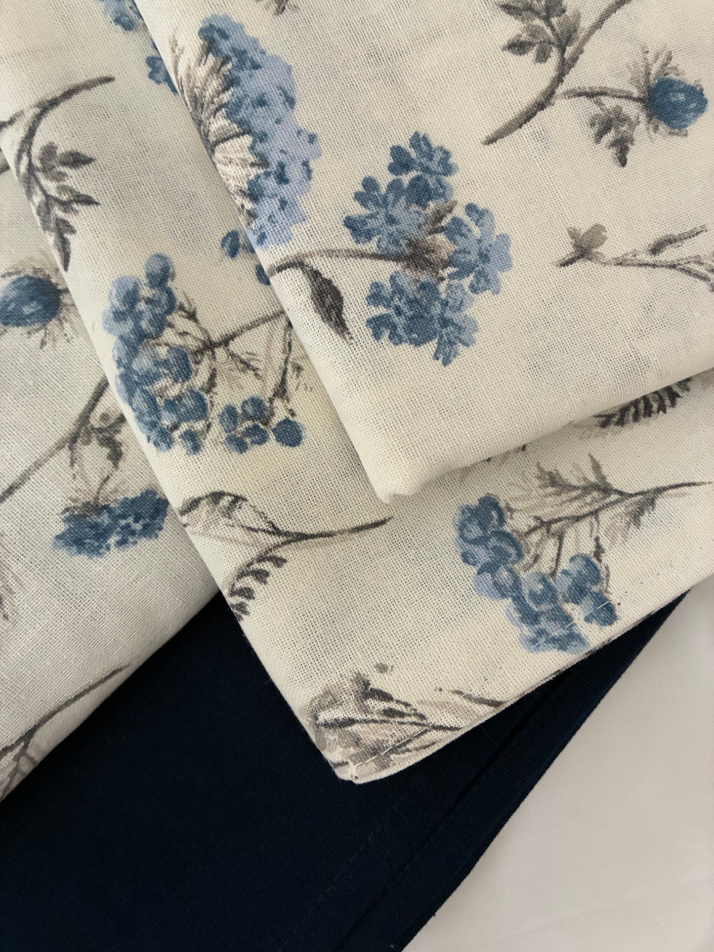 Blue Floral King Size Cotton Bedspread 100x110 in