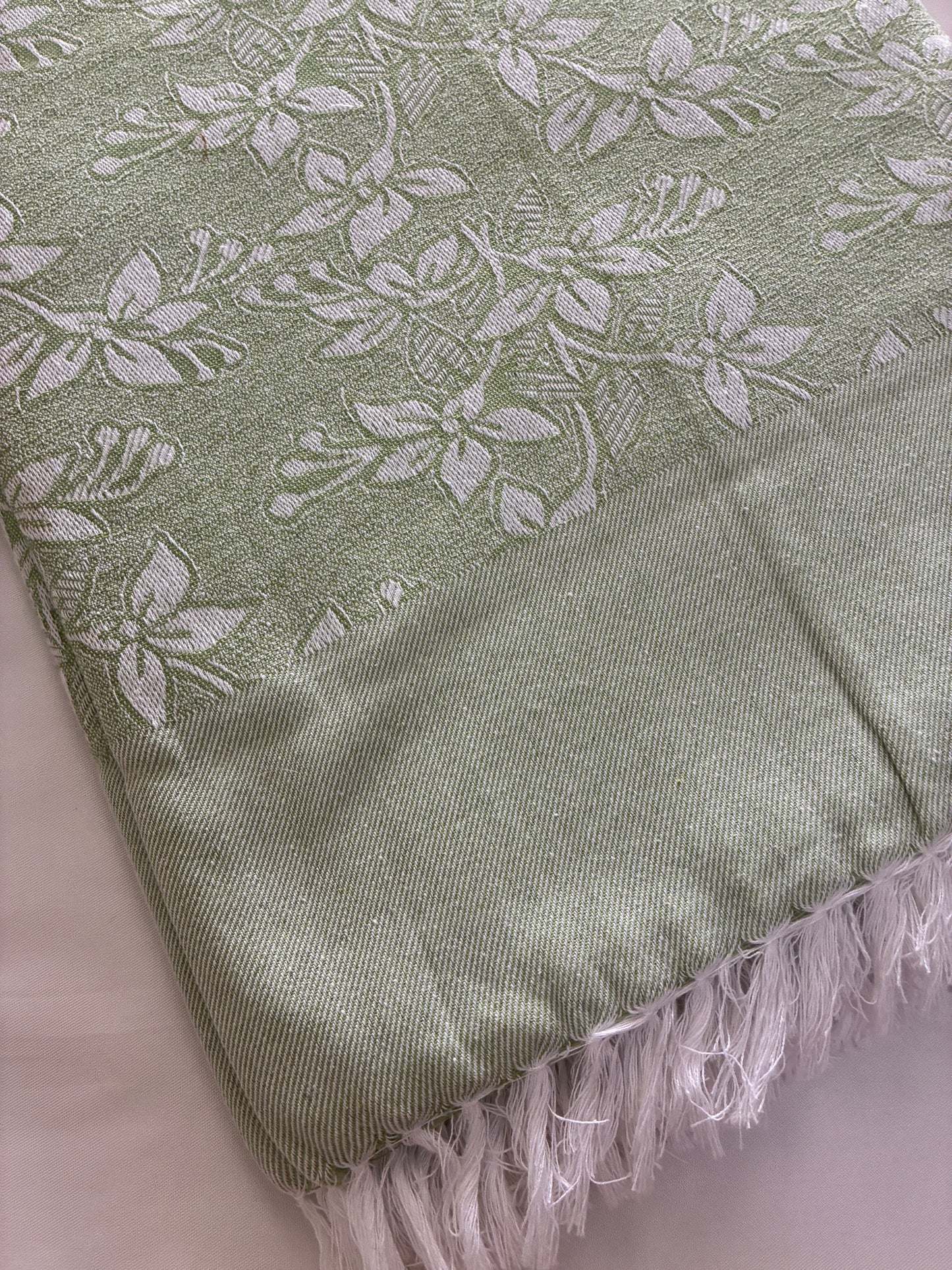 Green Floral Single Size Blanket / Throw