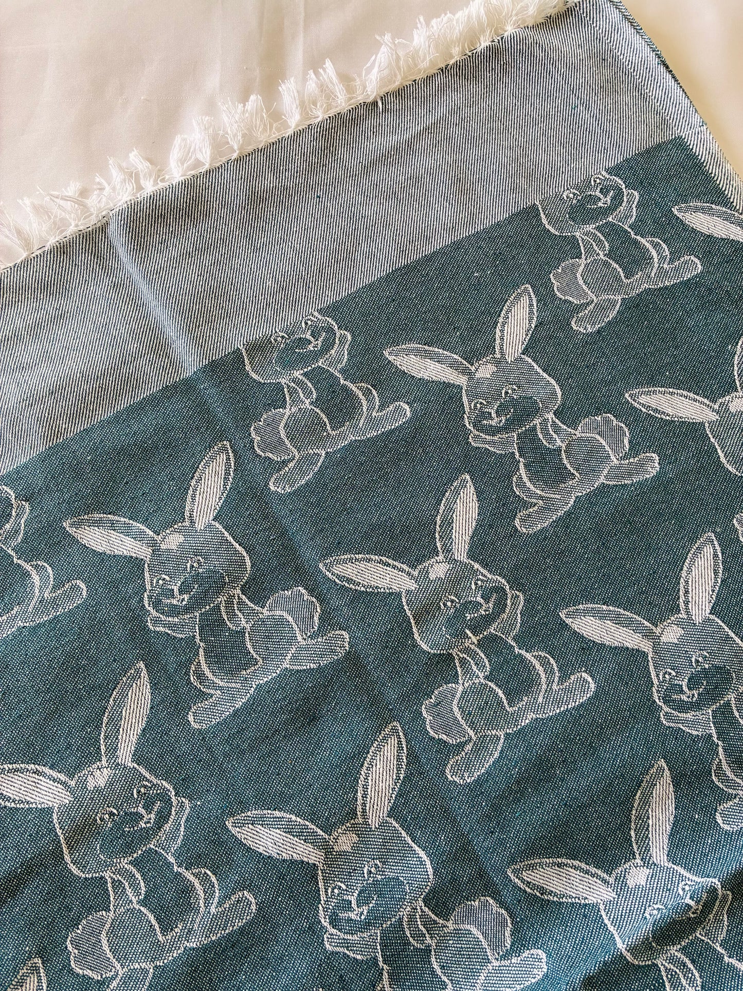 Green Rabbit Blanket/ Throw