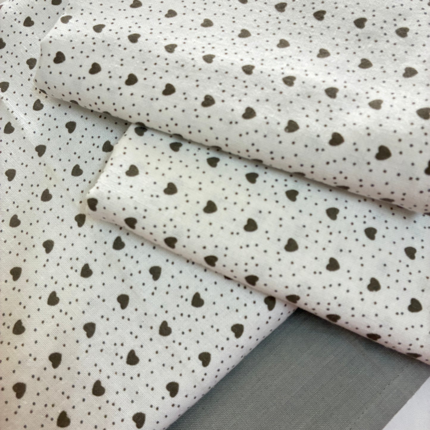 Grey Little Hearts King Size Cotton Bedspread 100x110 in