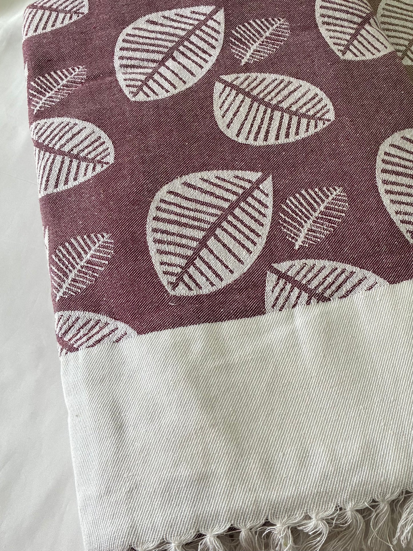 Purple Leaf Double Size Cotton Blanket