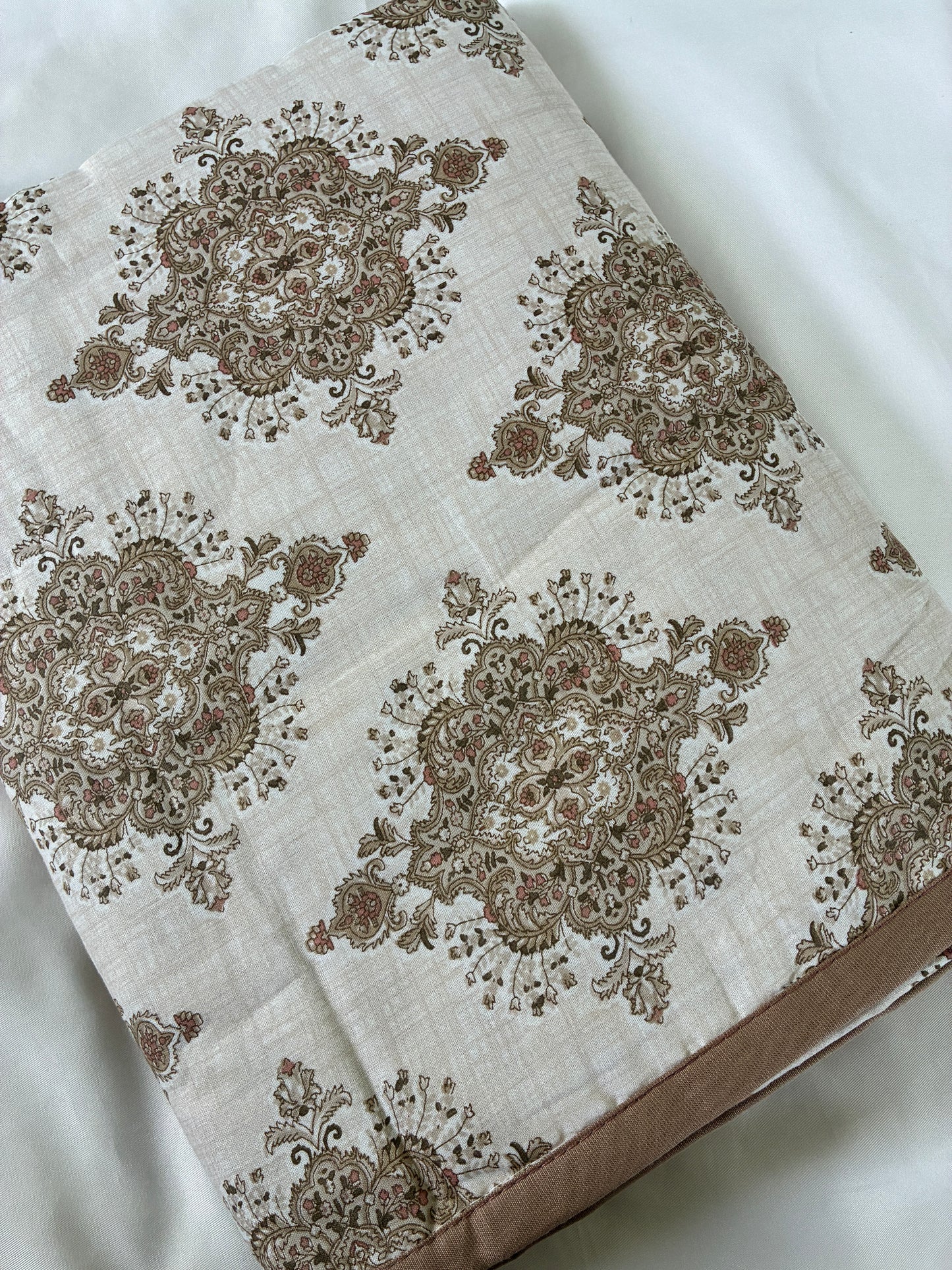 Brown Motif Floral Single Size Cotton Dohar