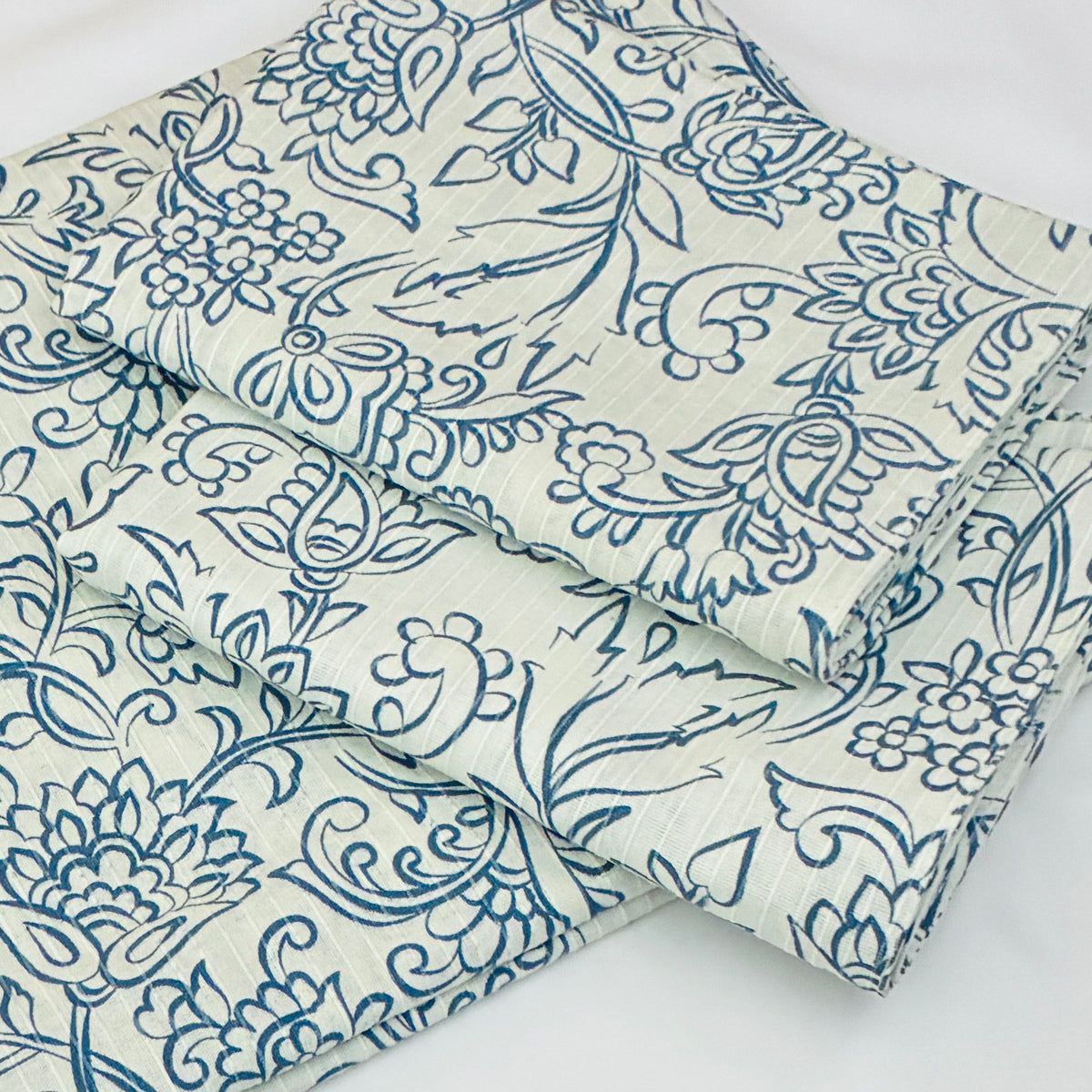 Blue Veins Single Size Cotton Bedspread with 2 Pillow Covers 60 x 90 in
