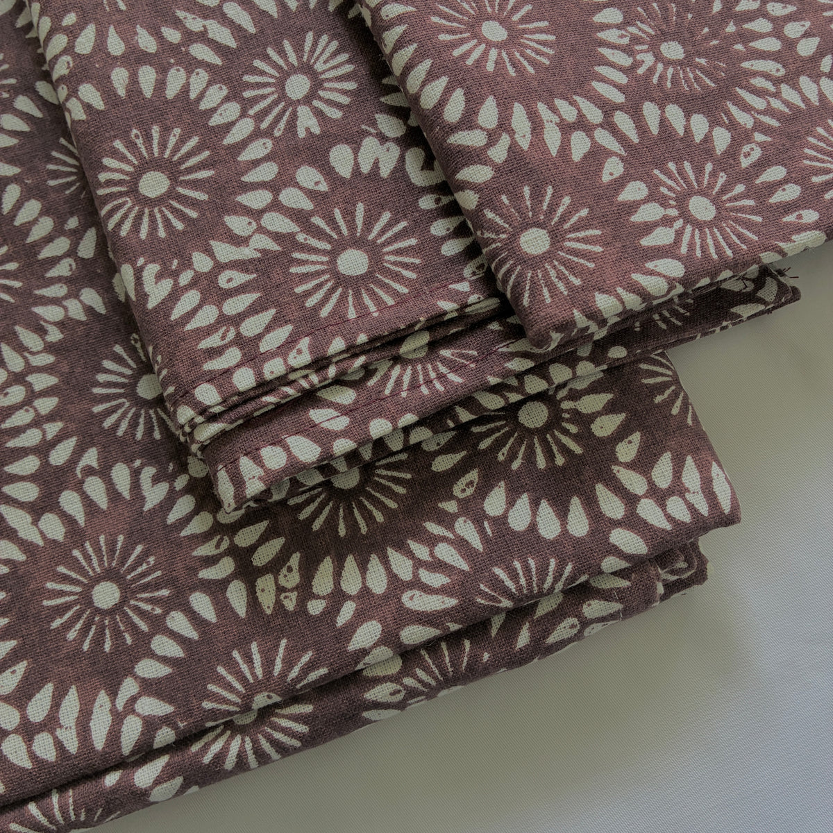 Brown Abstract Single Size Cotton Bedspread with 2 Pillow Covers 60 x 90 in