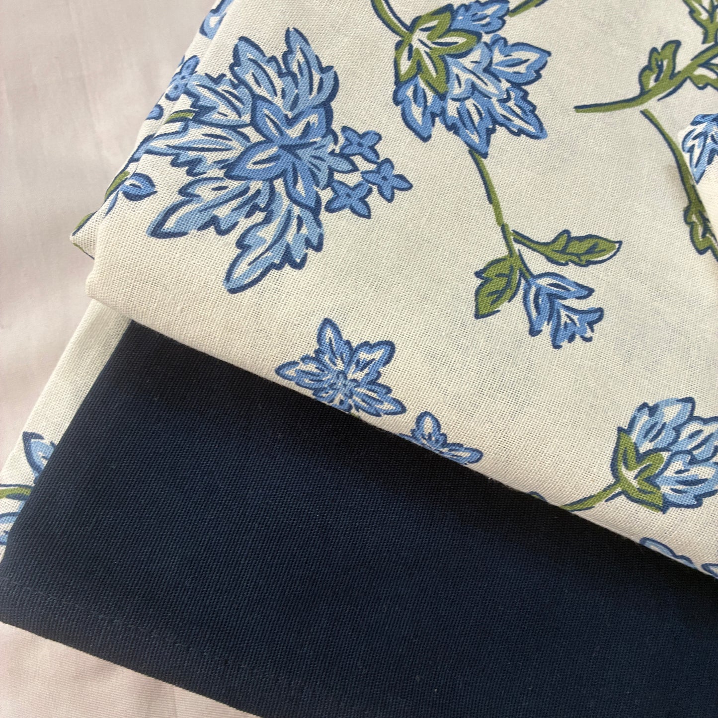 Blue Floral King Size Cotton Bedspread 100x110 in