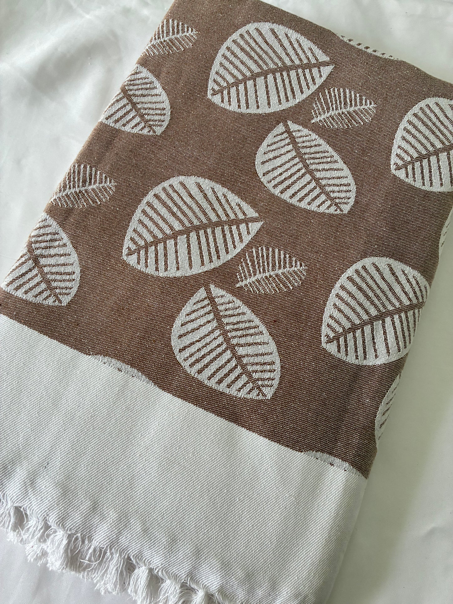 Brown Leaf Double Size Cotton Blanket