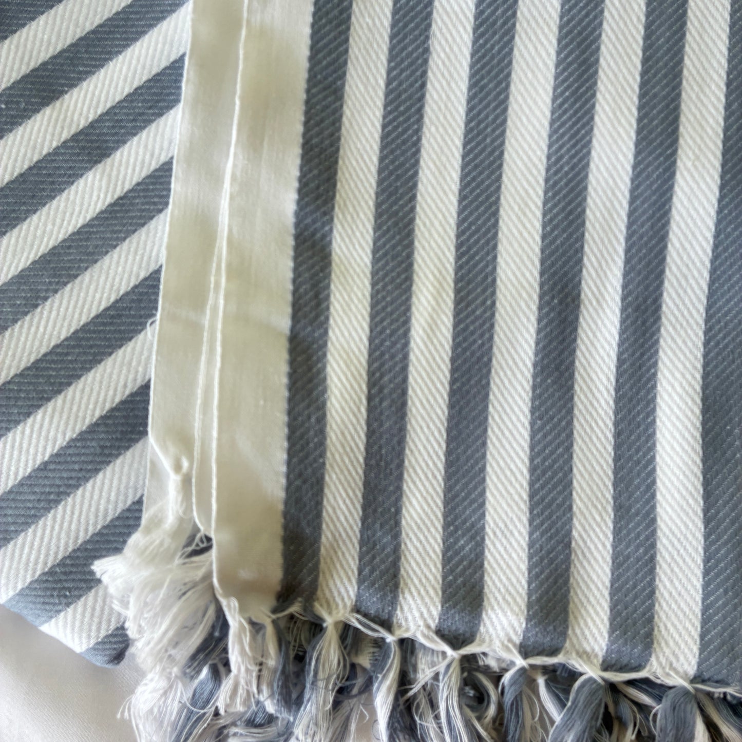 Grey Stripes Extra Long Cotton Bath Towel
